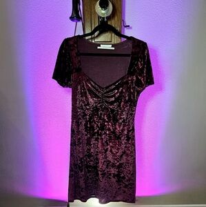 Urban Outfitters Velvet Mini Dress - Deep Merlot